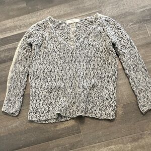 Zara Marled V-Neck Sweater in Gray and White
